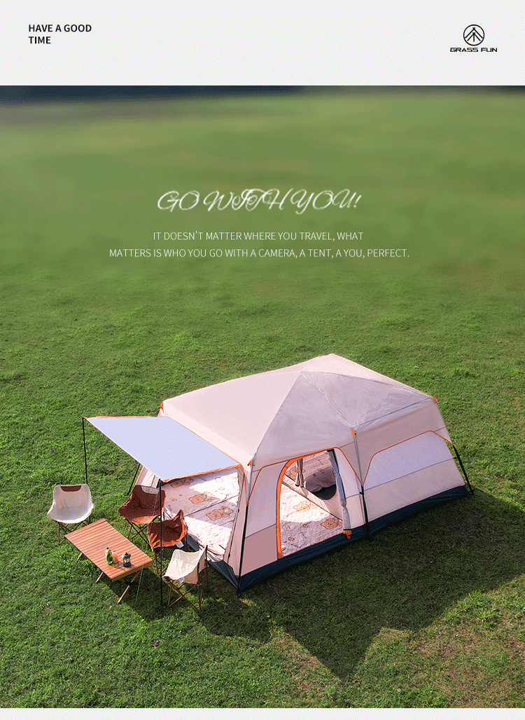 Cross-border Best-selling Camping Tent Outdoor 3-4 Person Two Rooms One Hall 5-8 Person Two Rooms 10 Person Large Tent Factory Wholesale 3